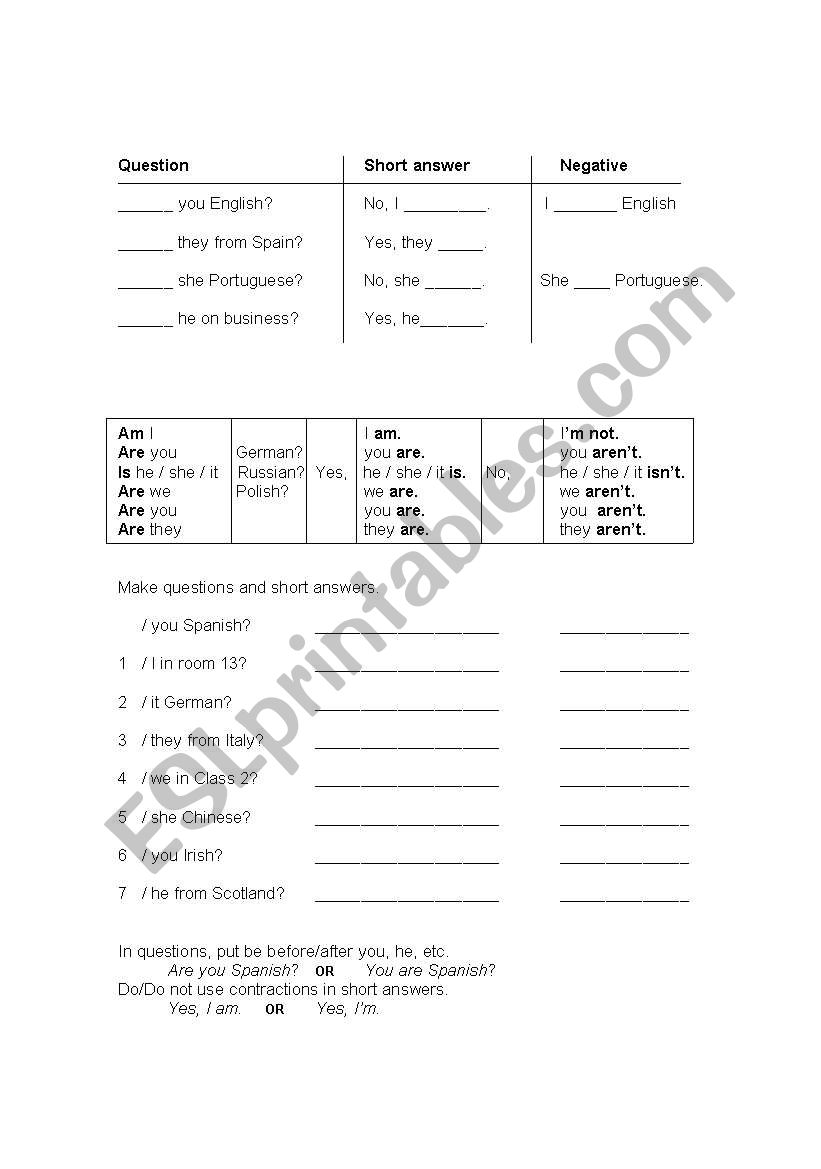 To Be A Nationality worksheet