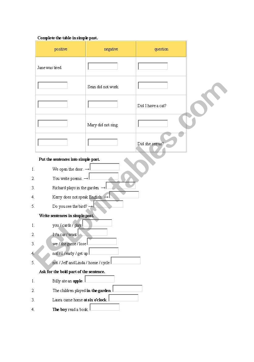 grammar worksheet