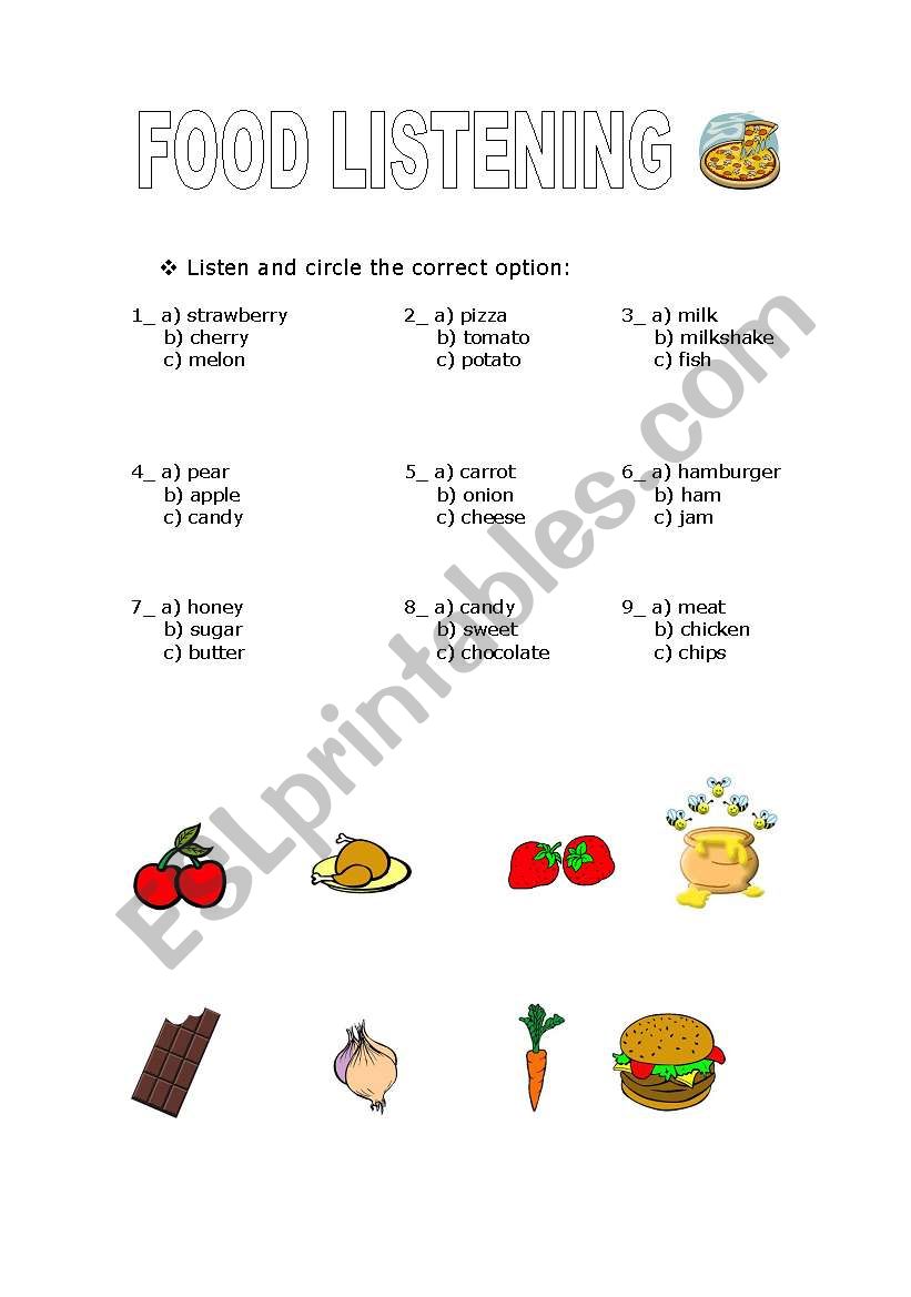 Food listening worksheet