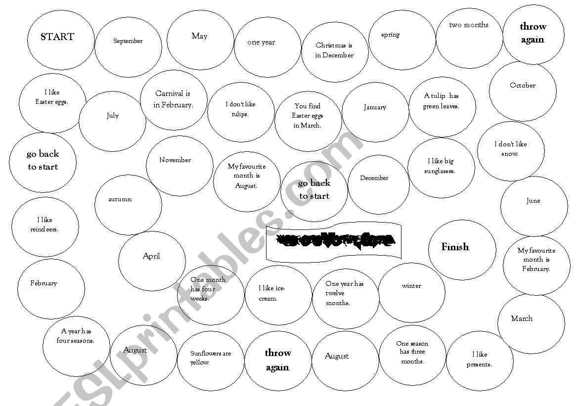 Boardgame for young learners (EFL) about months and seasons