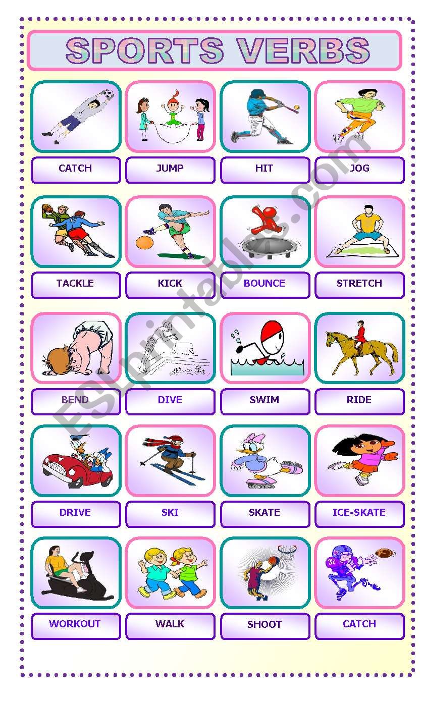 SPORTS VERBS ESL Worksheet By Latty