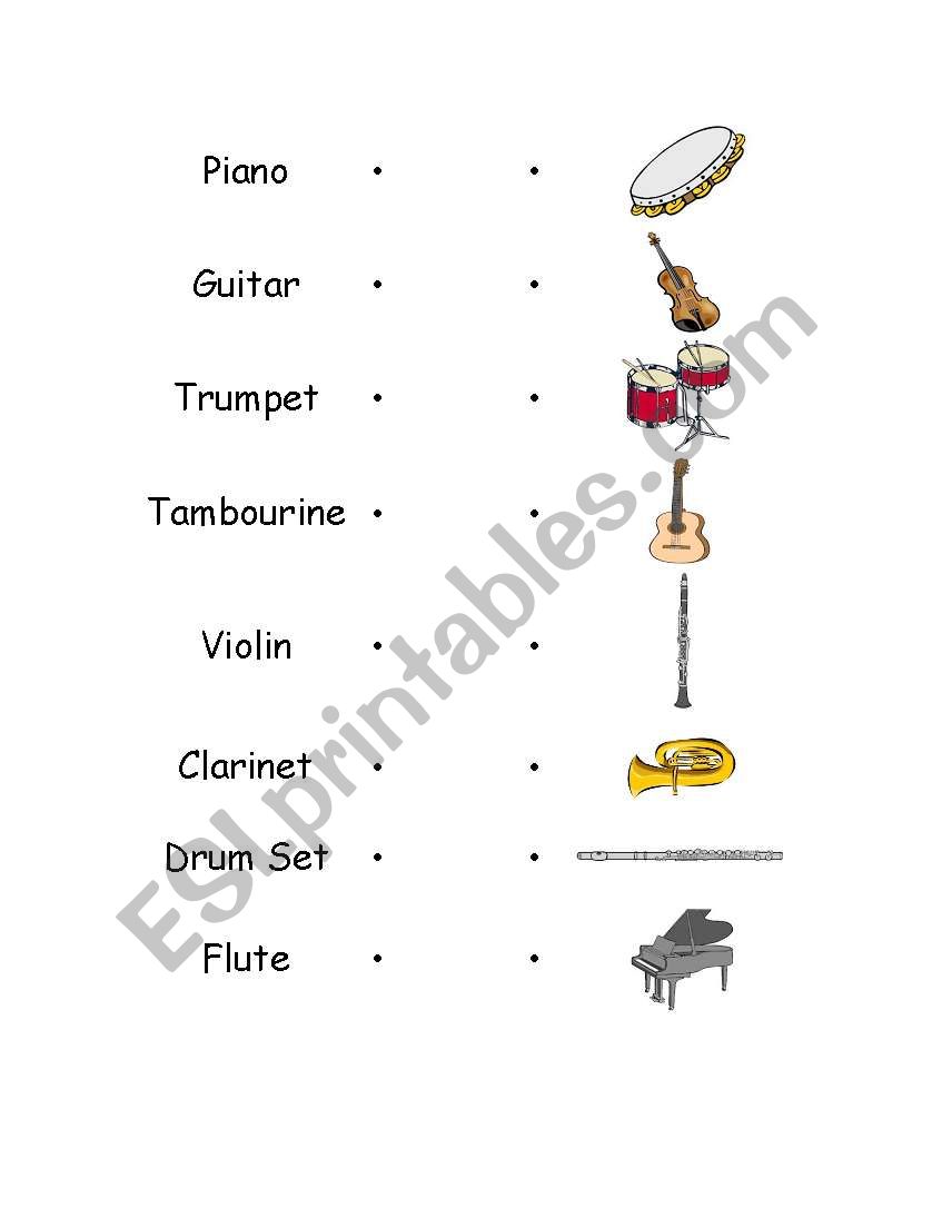 English worksheets: Instruments Matching