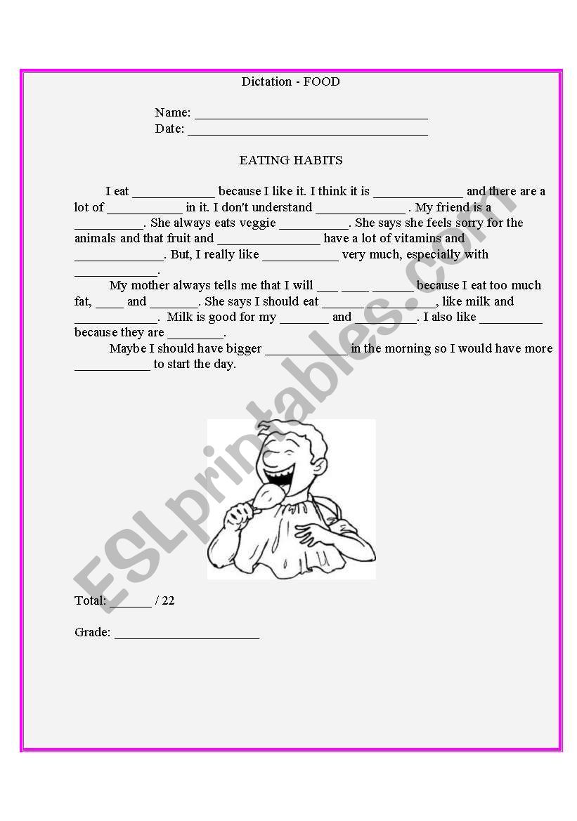 FOOD DICTATION worksheet