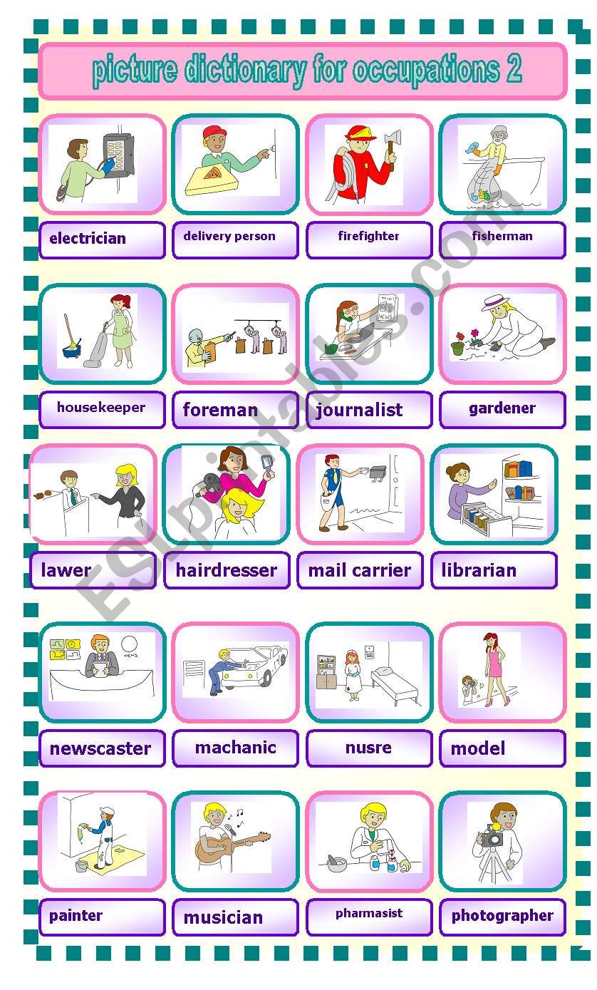 picture dictionary for occupations 2 