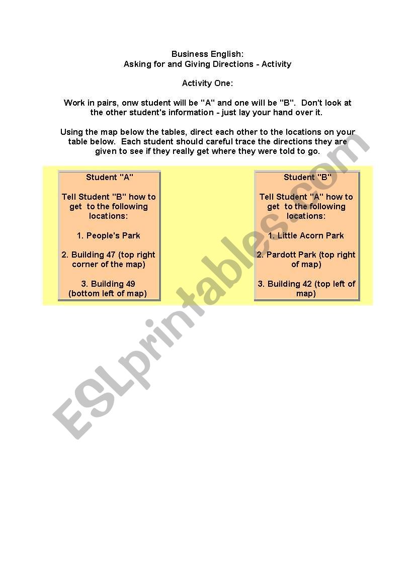 directions worksheet