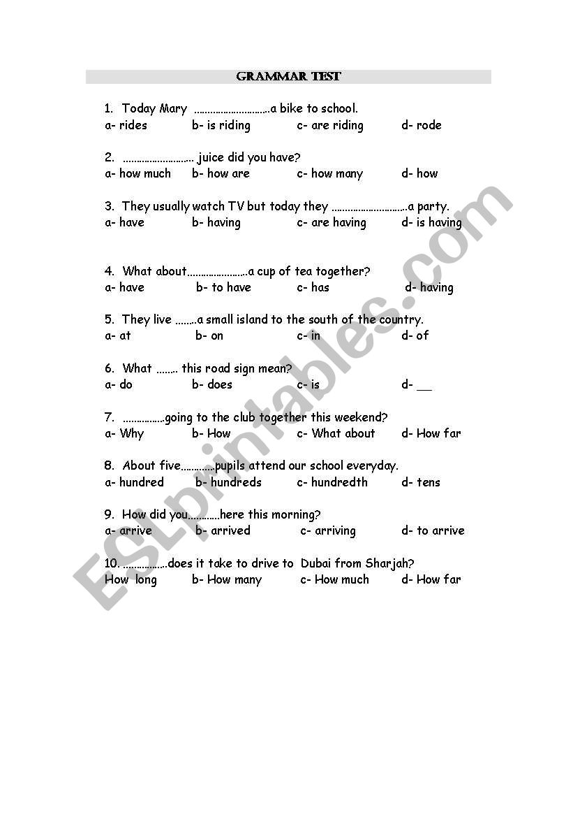 Grammar  worksheet