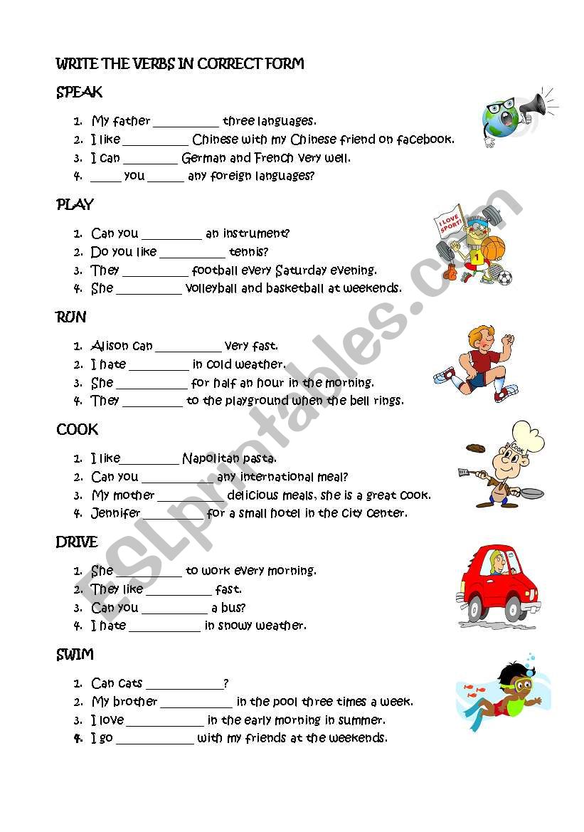 choose the correct form of verbs esl worksheet by gatorsemra