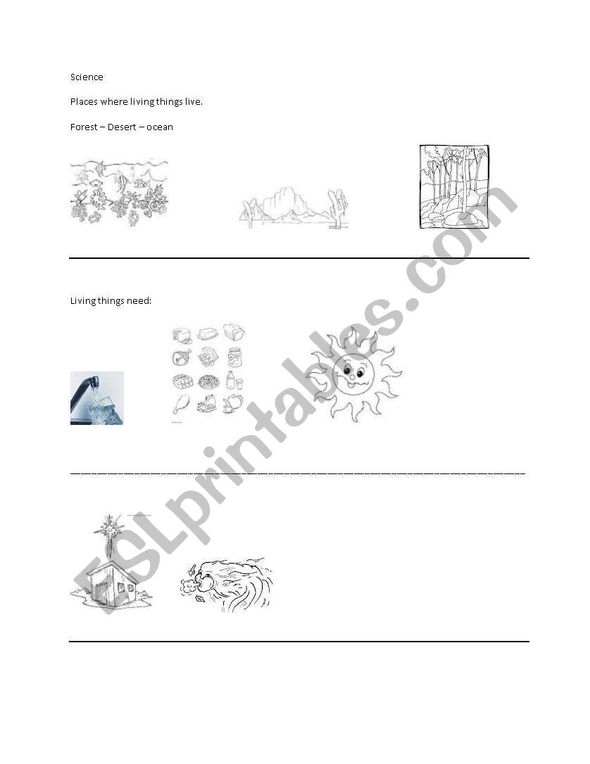 Science -- Living Things worksheet