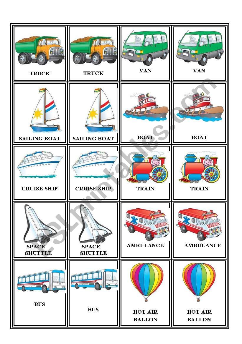 Transport Then and Now - Memory Game