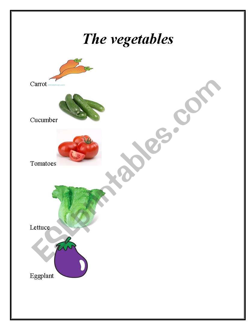 The vegetables worksheet
