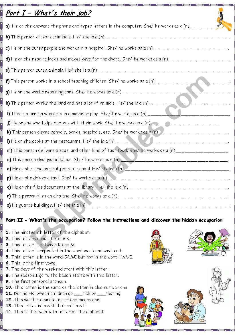 Jobs - ESL worksheet by Andreafernandes