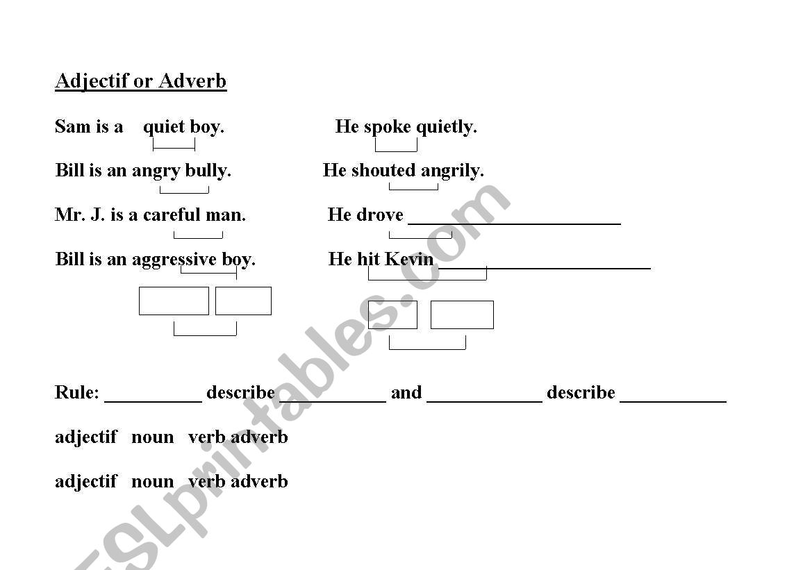 adjectif or adverb worksheet