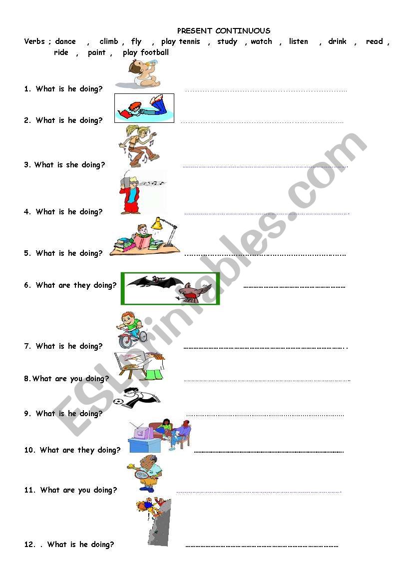 present continuous worksheet