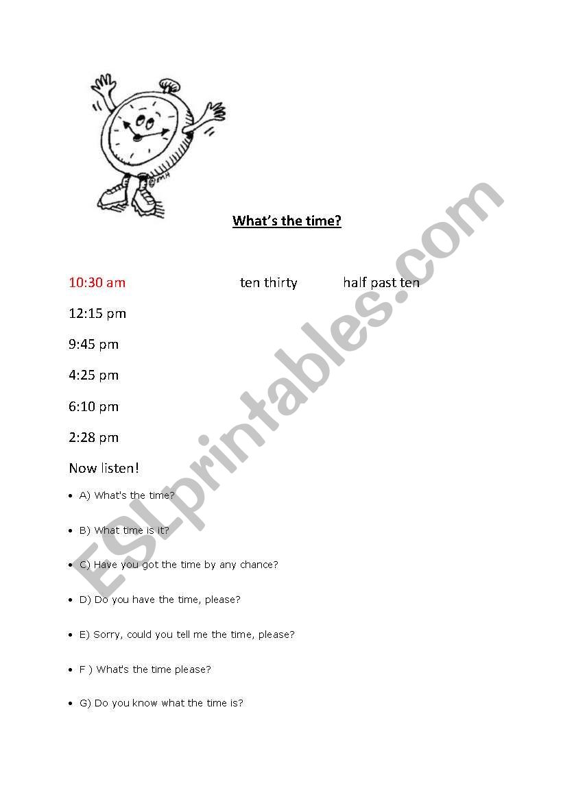 Telling the time worksheet