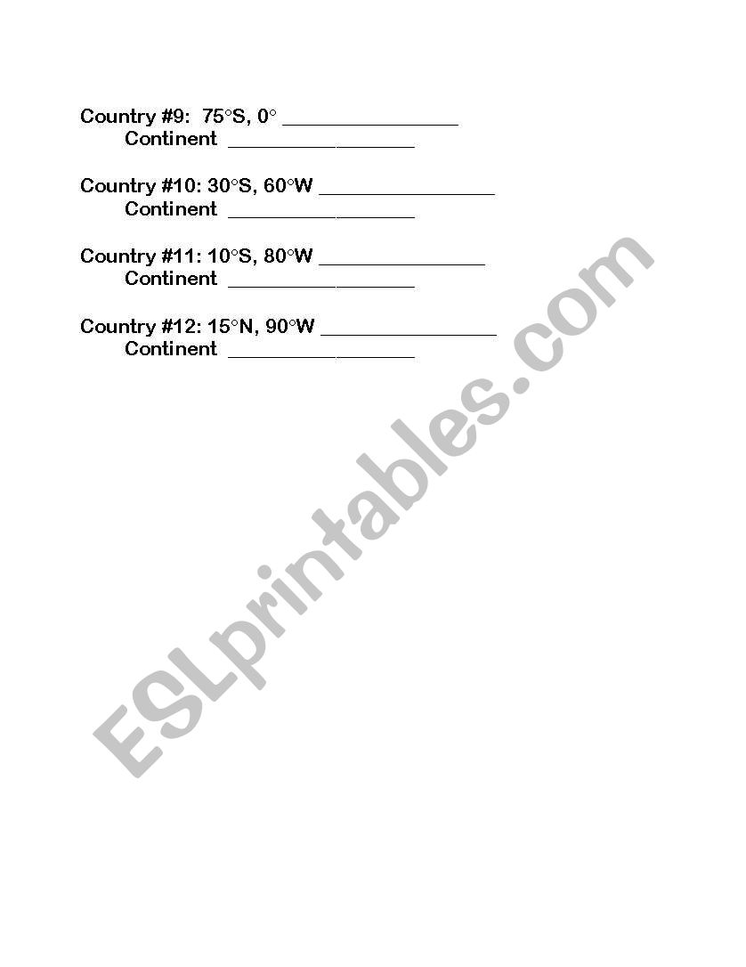 English Worksheets Trip Around The World Latitude And Longitude