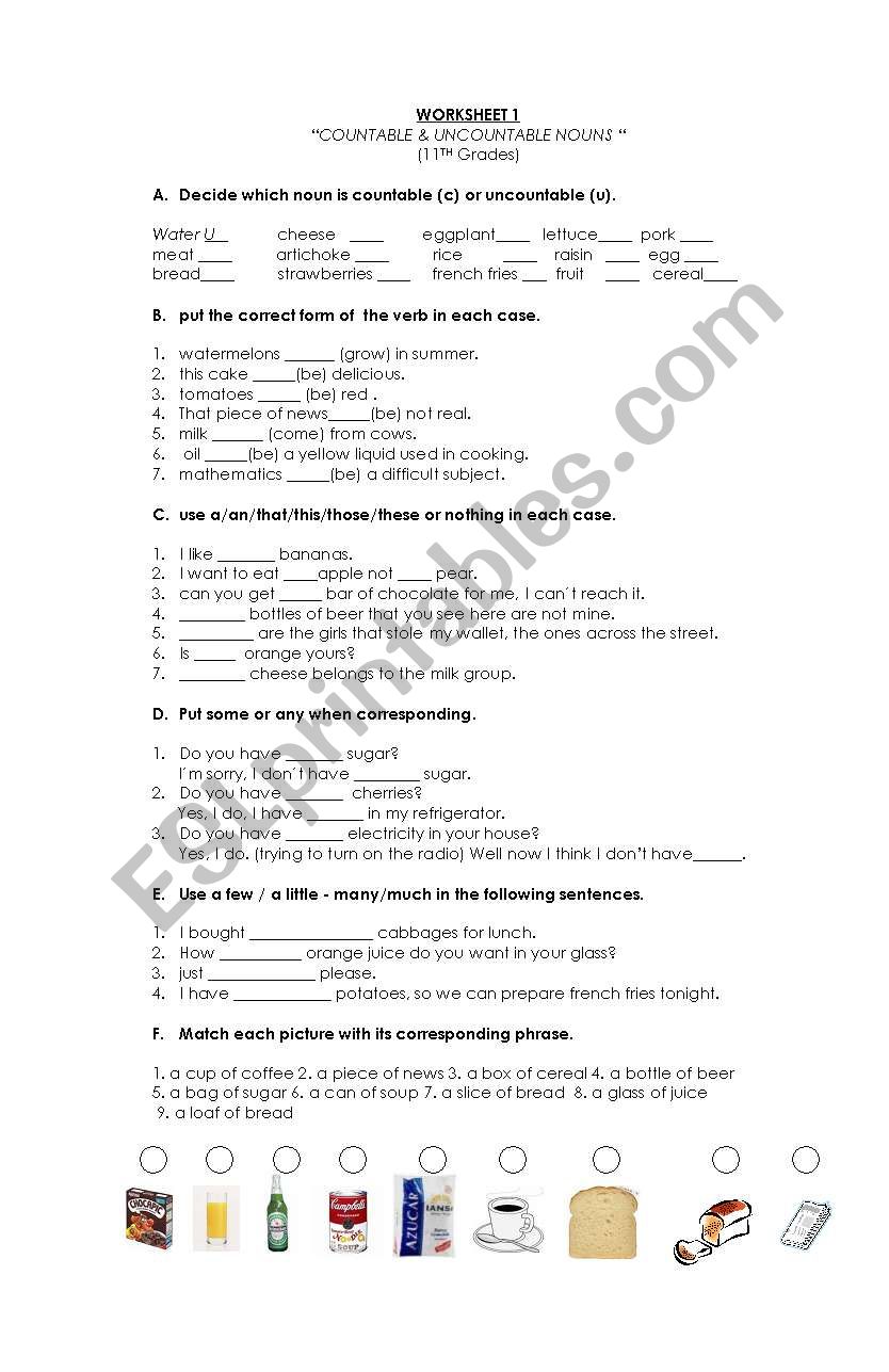 countable & uncountable nouns 