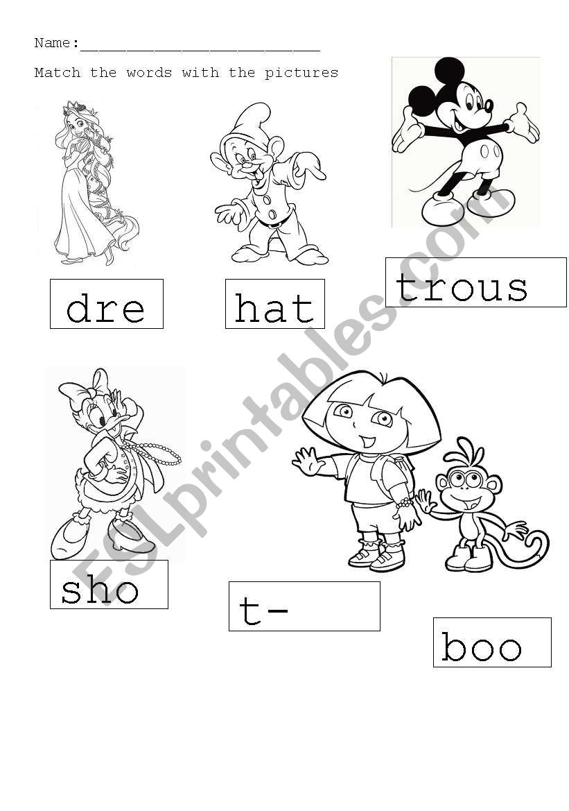 clothes disney worksheet