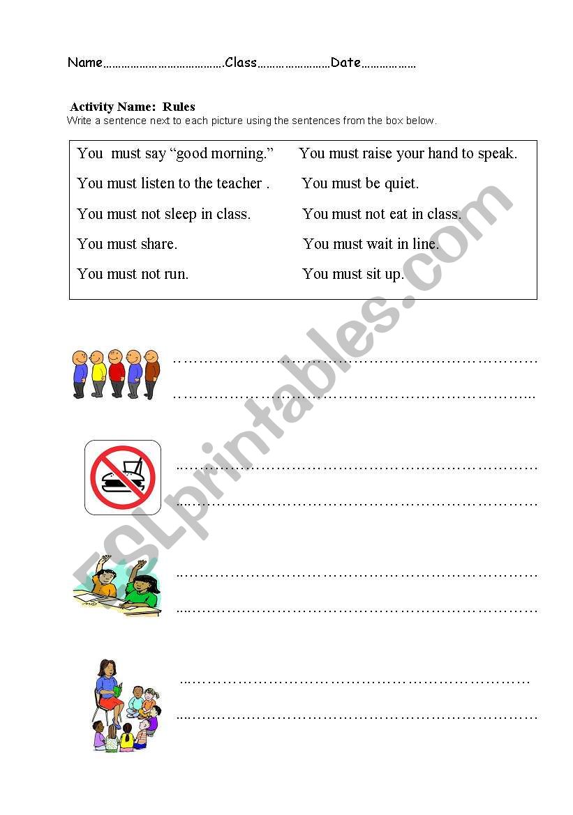 Classroom Rules worksheet