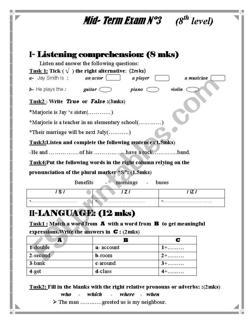 exam for ppls (8th Level) worksheet