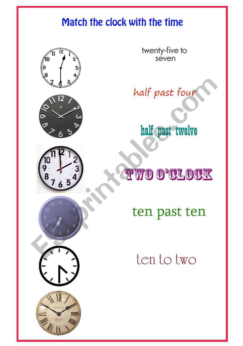 telling the time worksheet