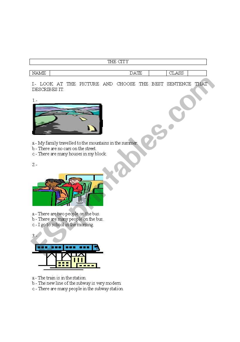 the city worksheet