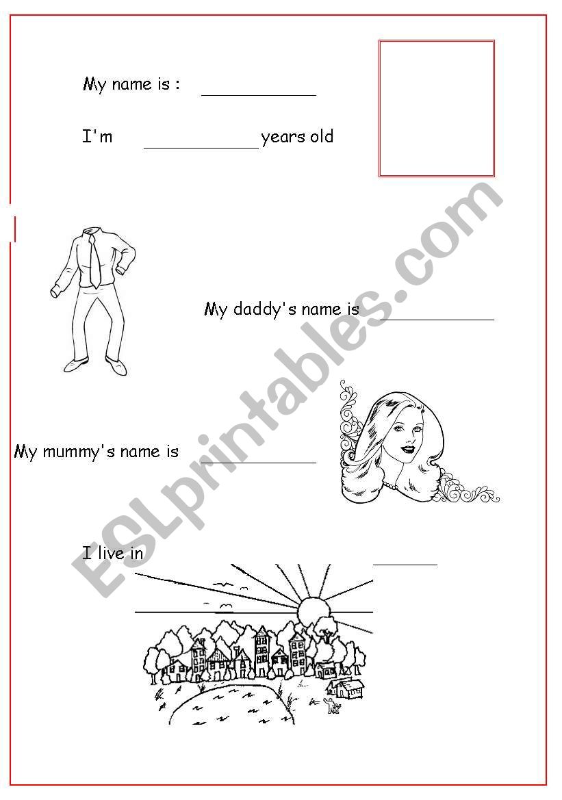 identity card worksheet