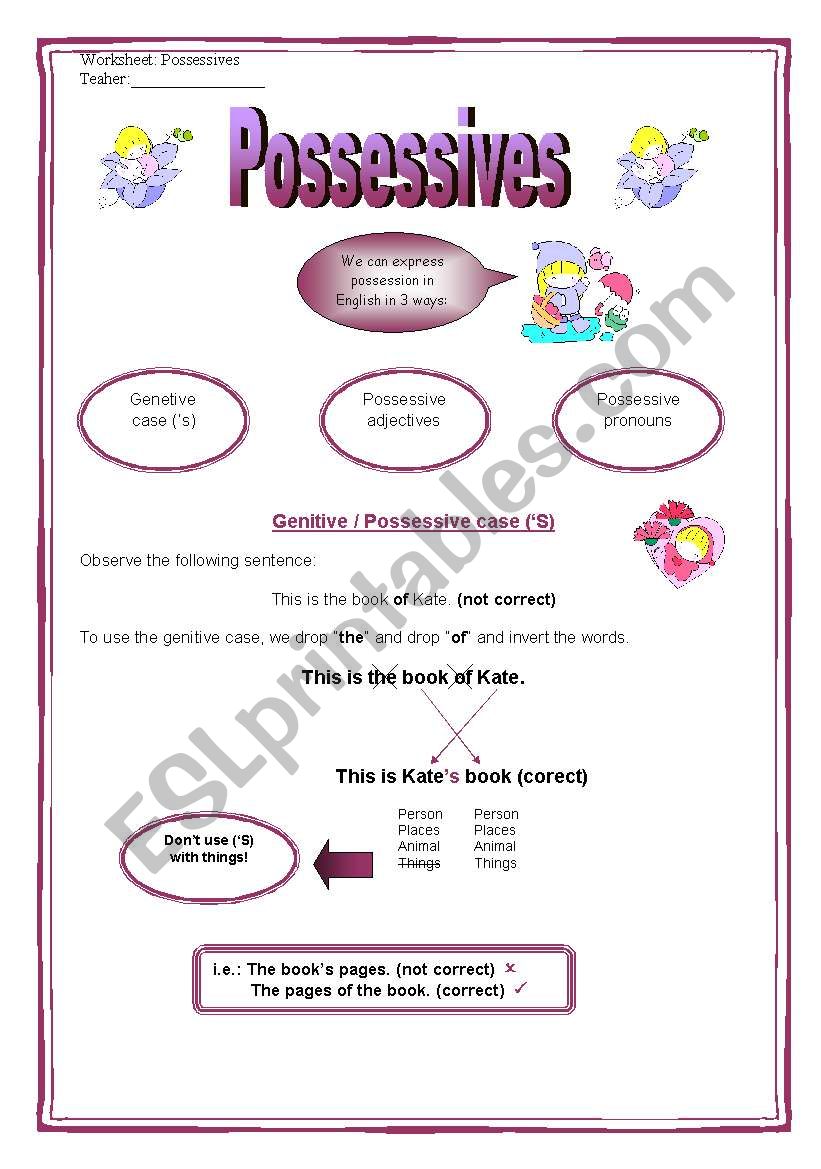 possessives worksheet