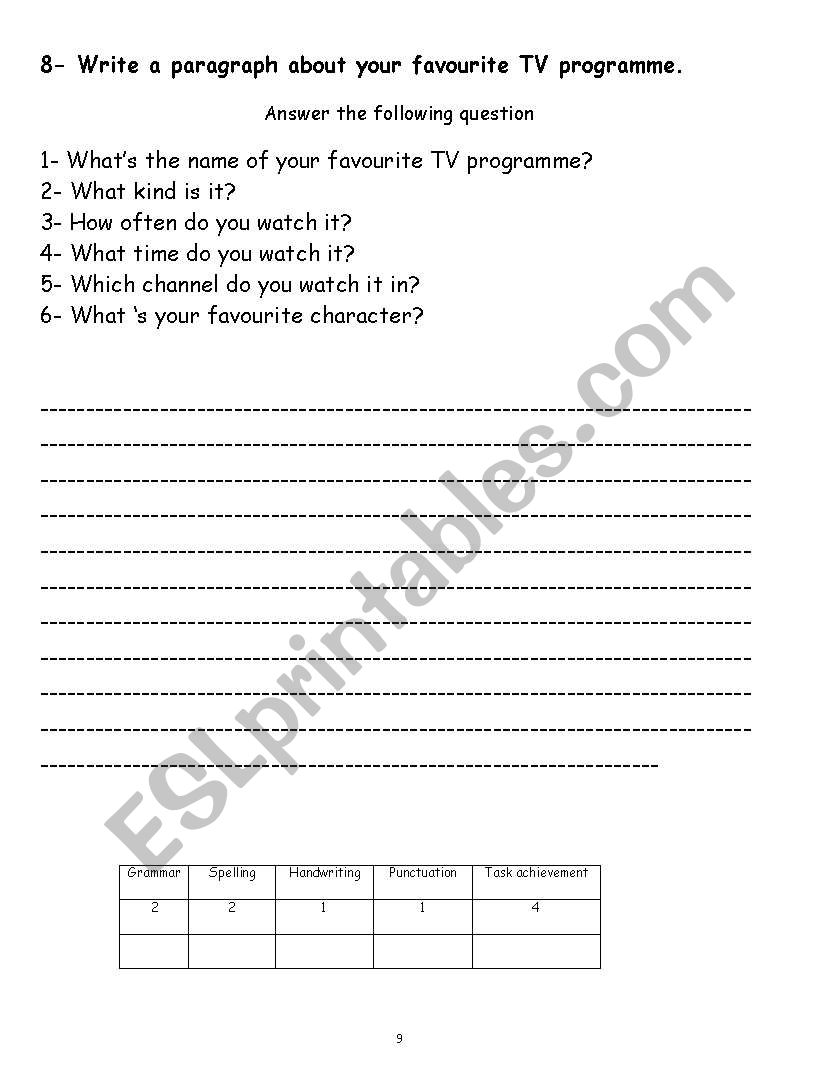 writing a paragraph worksheet