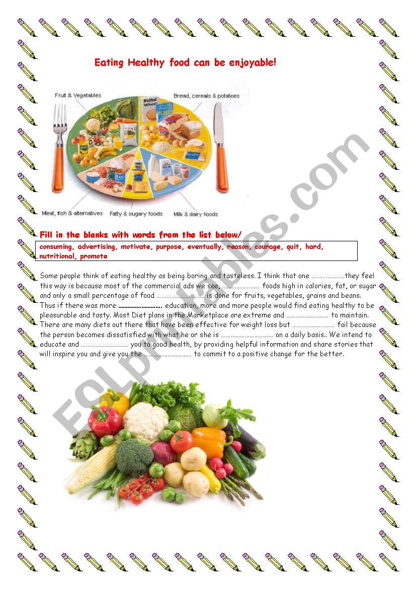 Eat healthy food and quit smoking - ESL worksheet by abdufree