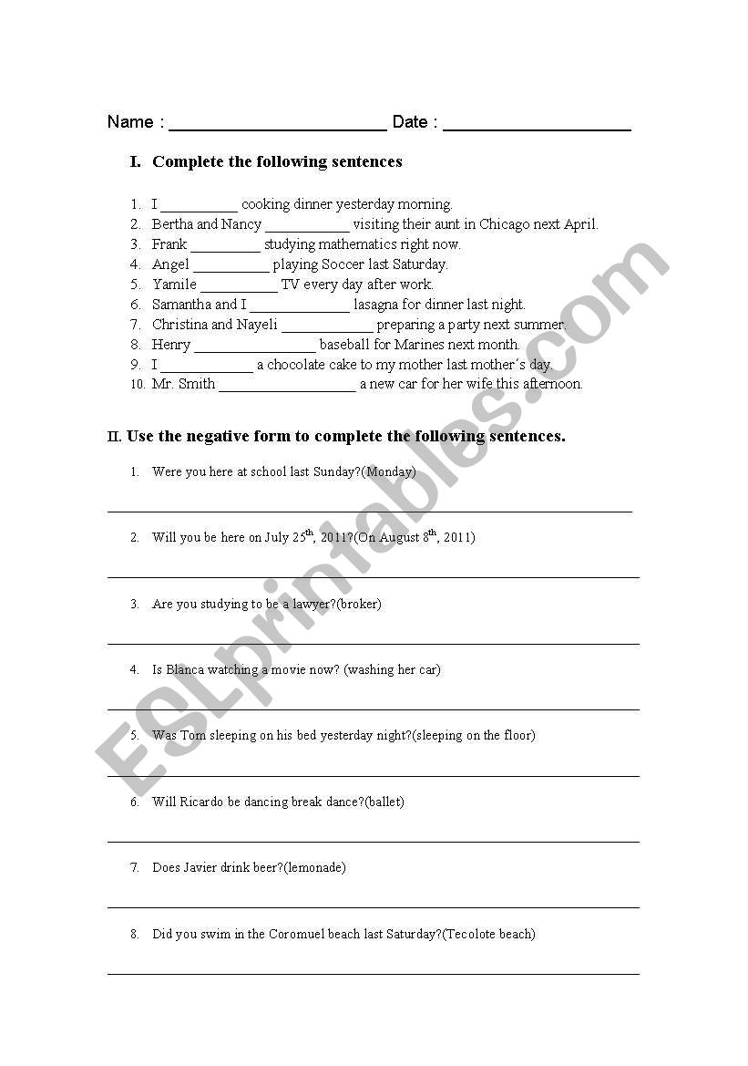 EXAM worksheet