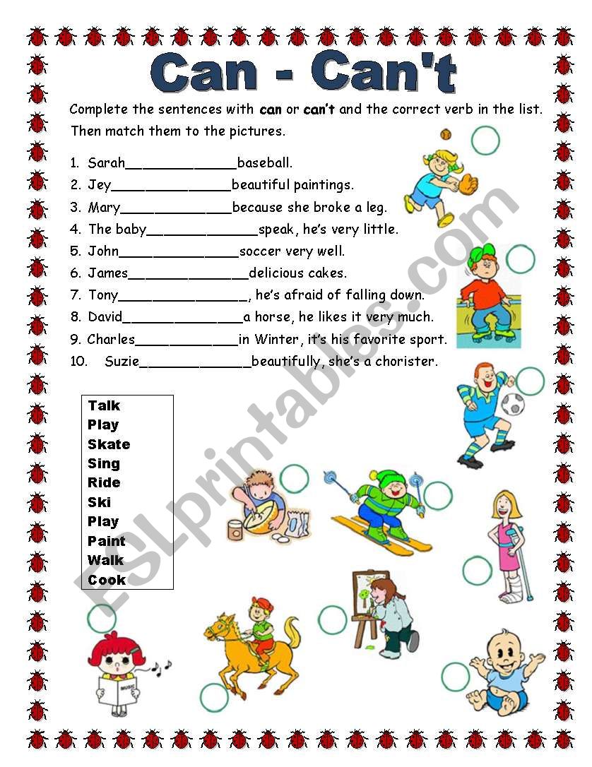 Can Can´t Esl Worksheet By Alexb1989 