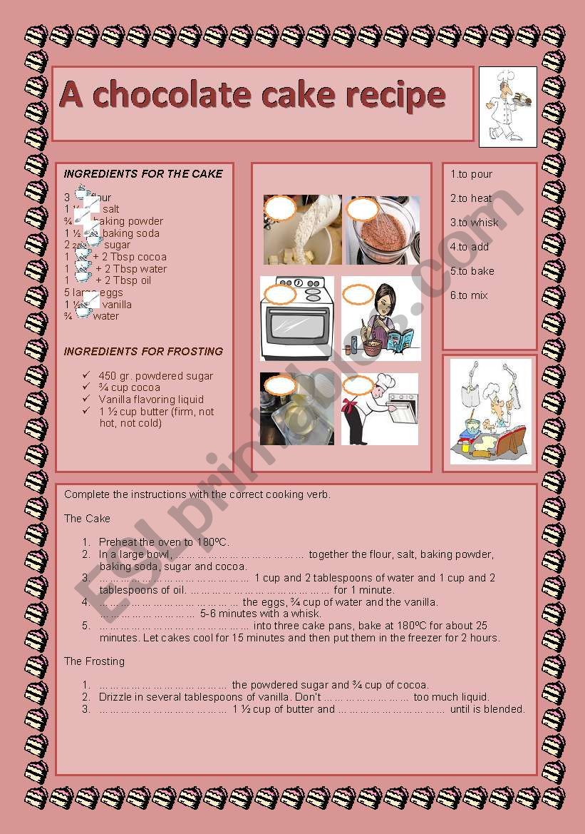 A  Chocolate Cake worksheet