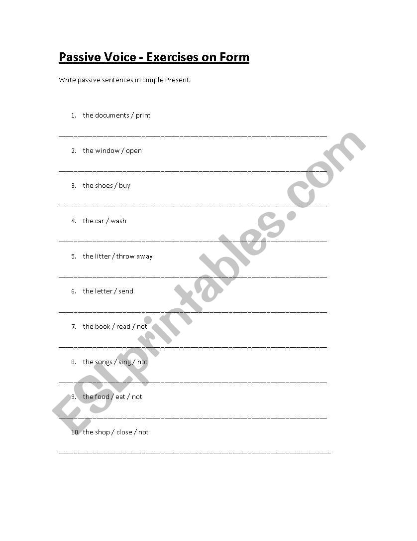 Passive Voice worksheet