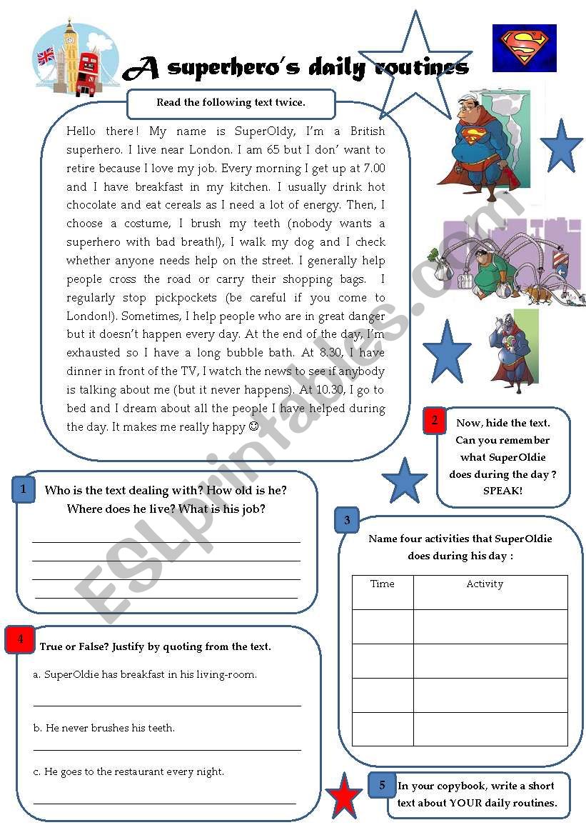 Superhero song - ESL worksheet by emorel14