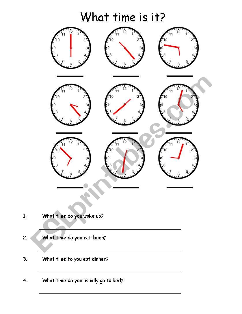 What time is it? worksheet