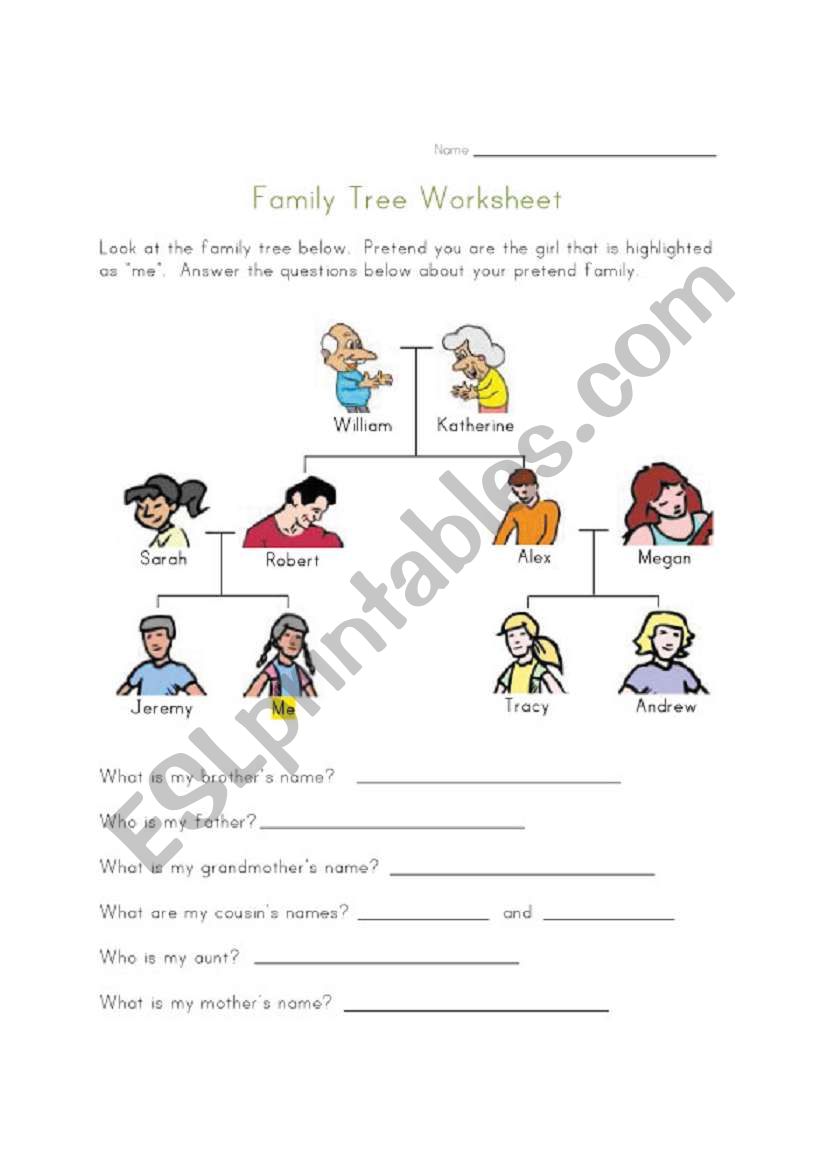family trees worksheet worksheet