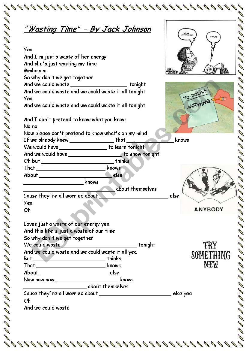 Song Waste Time worksheet