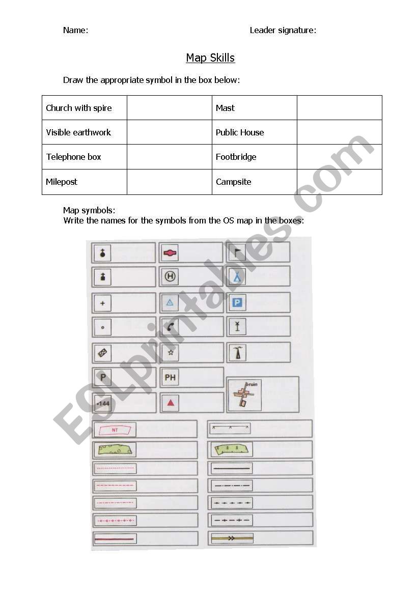 Map Skills worksheet