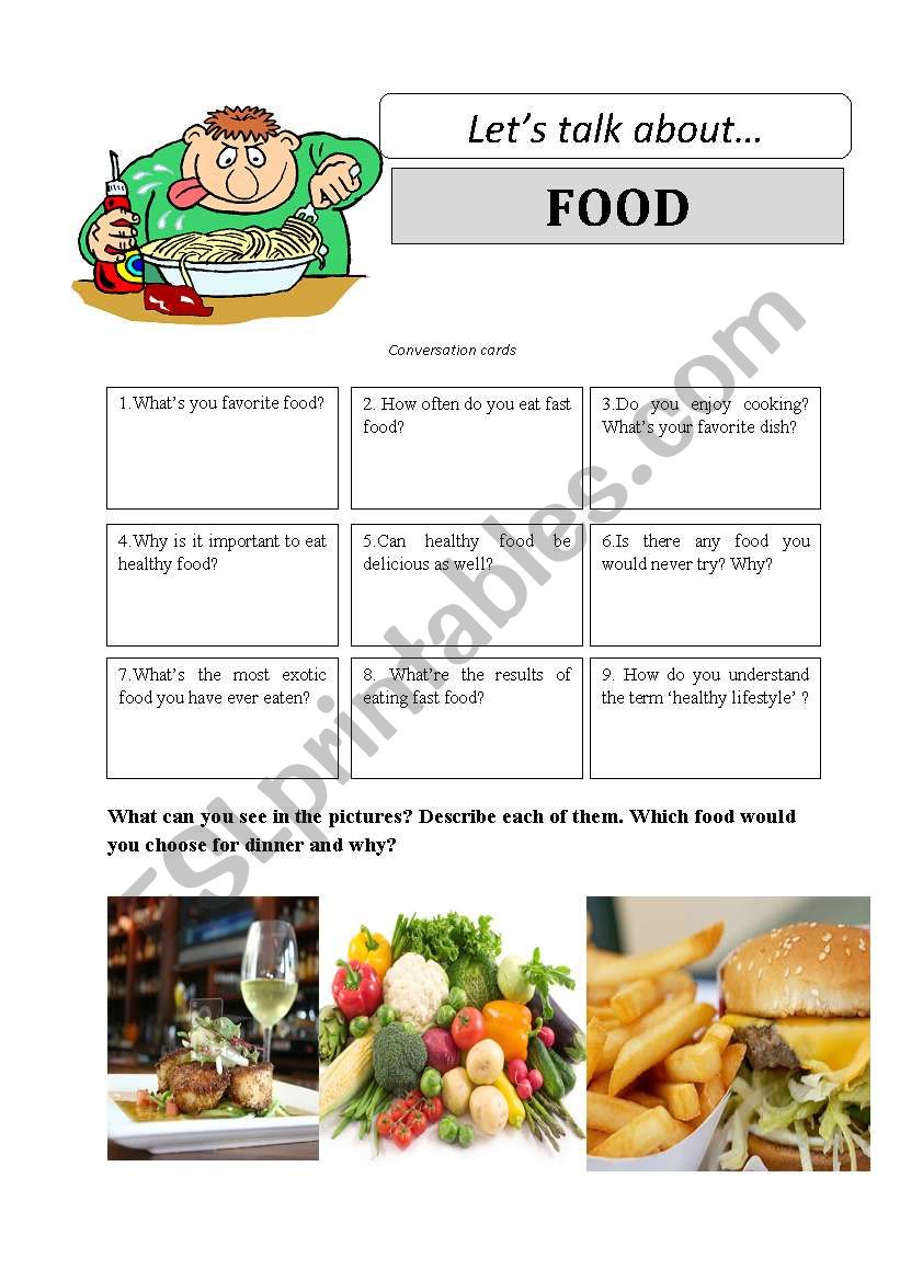 Let´s talk about FOOD - conversation cards - ESL worksheet by toandfro_