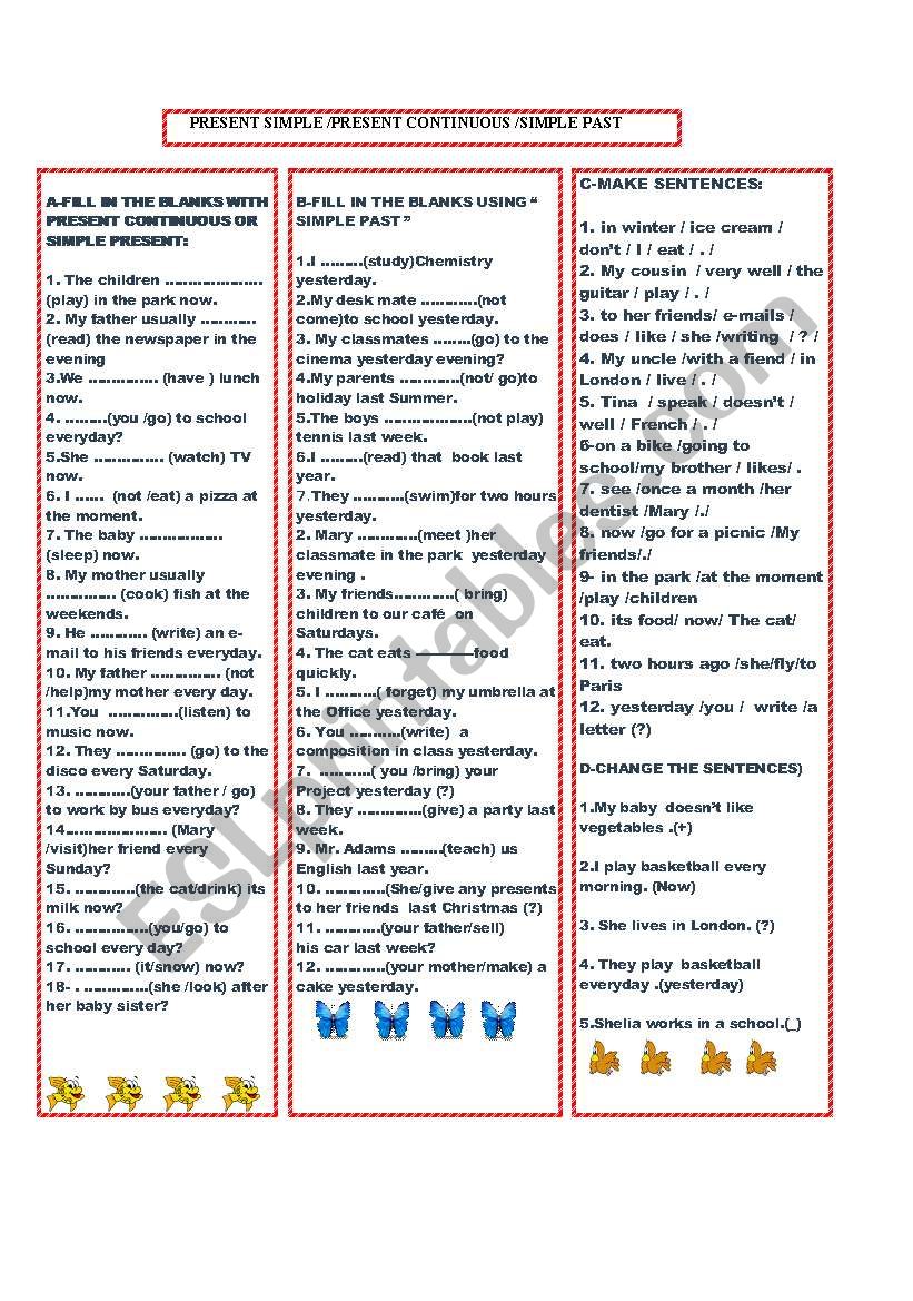 TENSE REVSION  worksheet