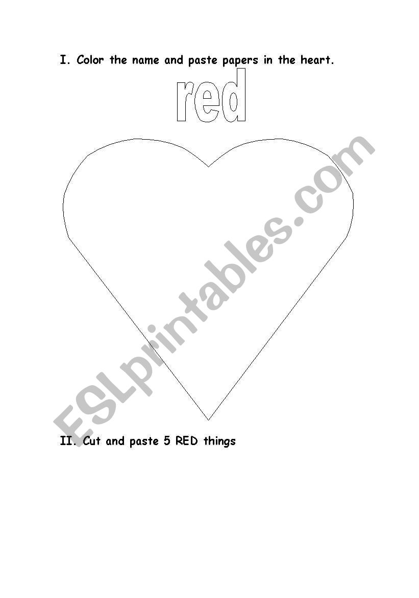 RED color worksheet