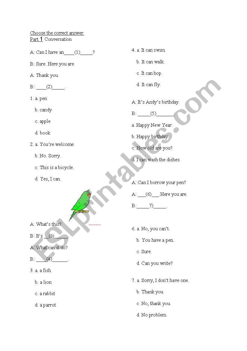 Test worksheet