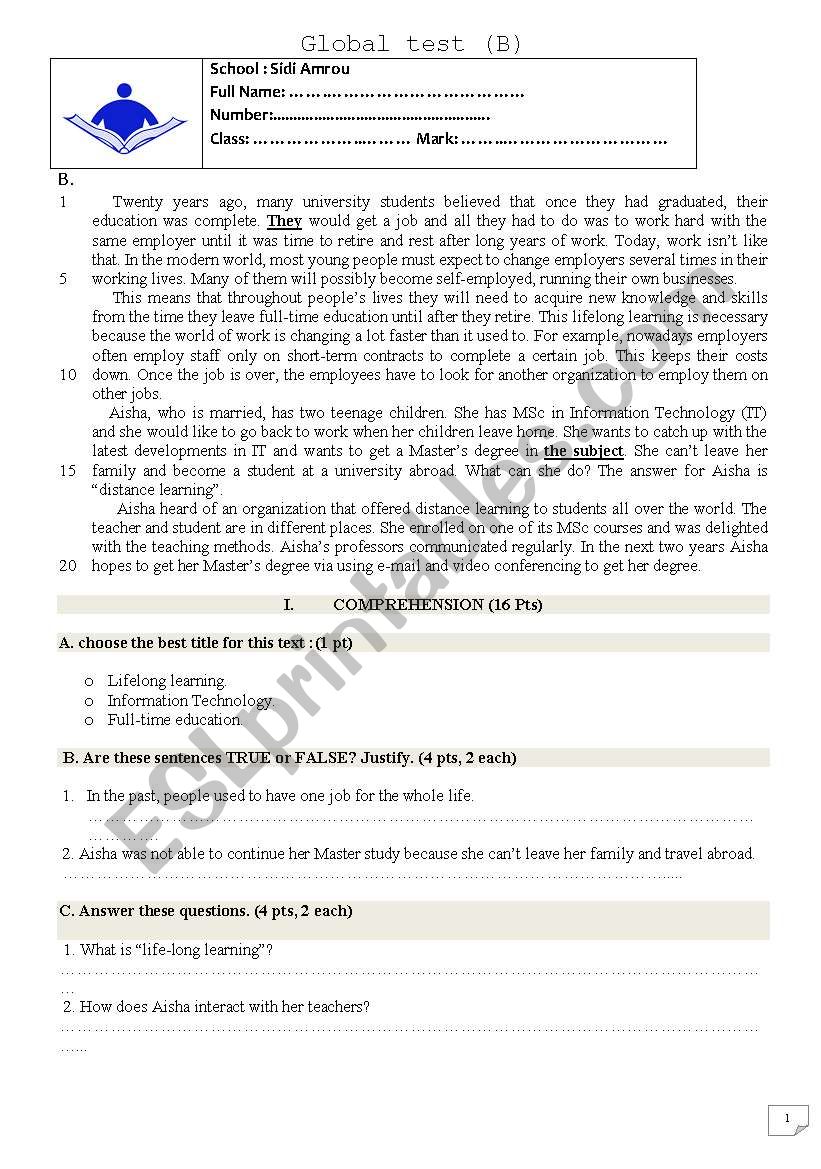 quiz worksheet