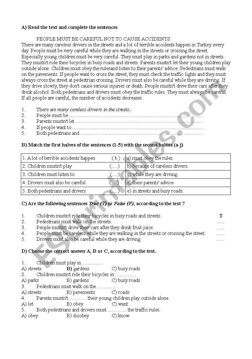 exam worksheet