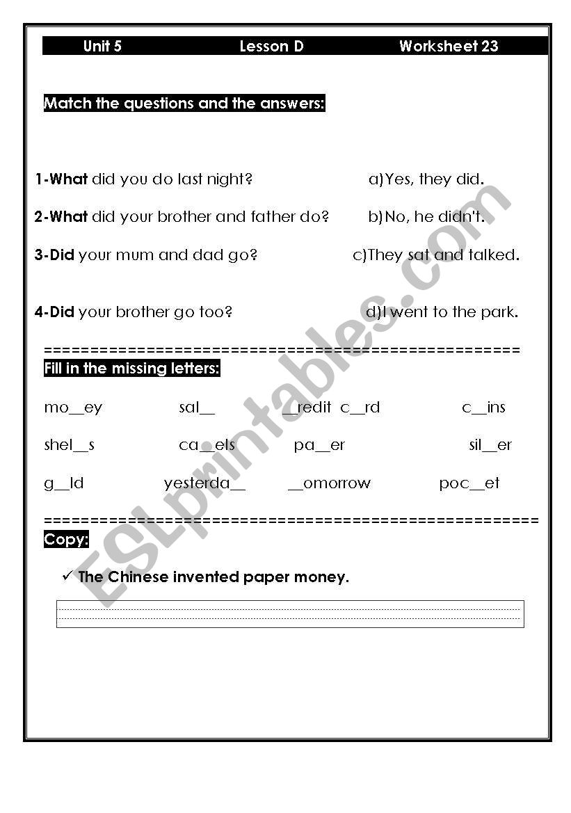 PAST SIMPLE worksheet