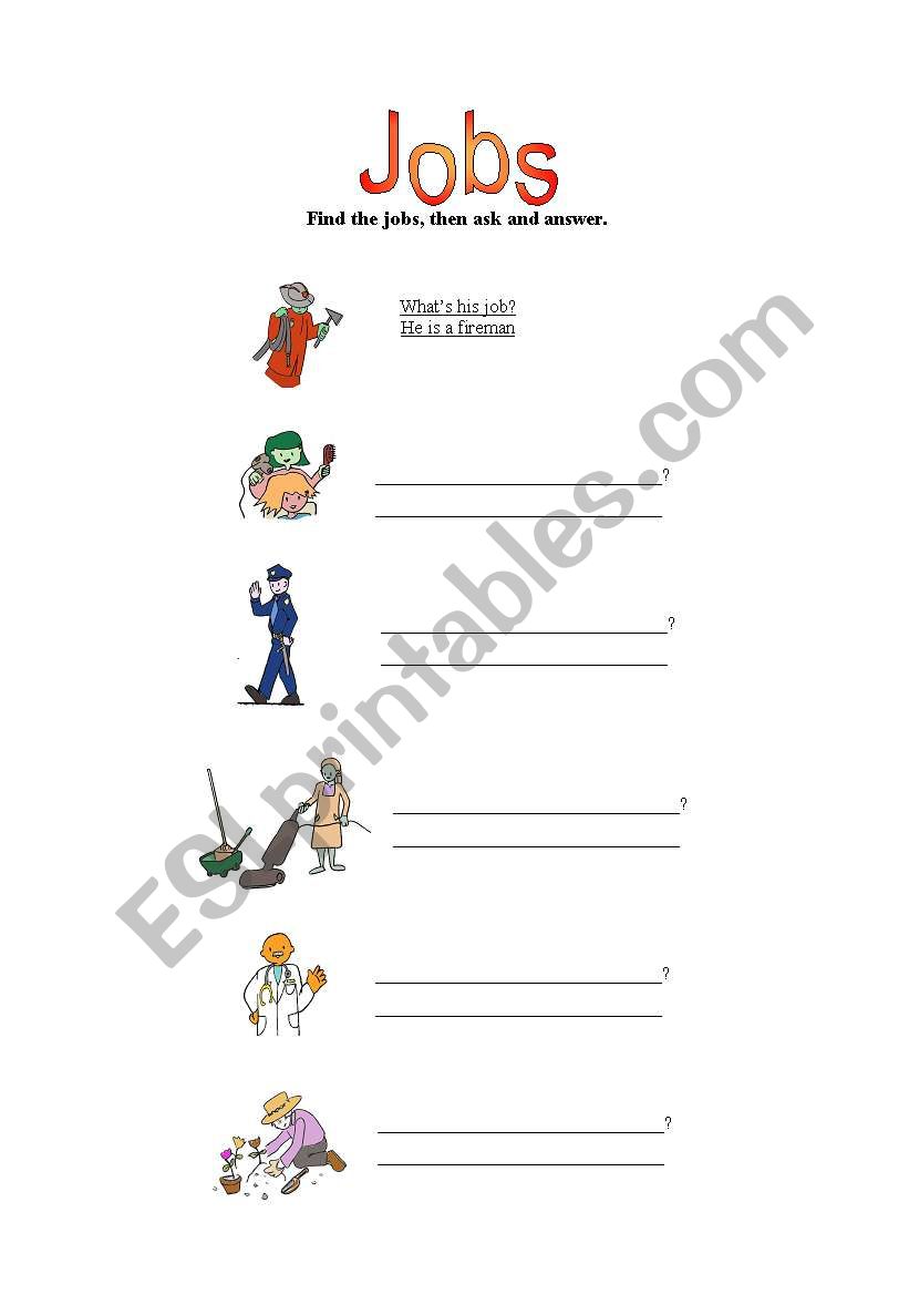 Find the jobs worksheet