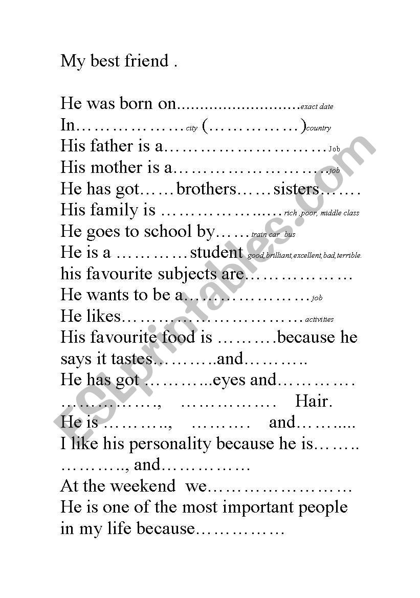 my best friend´s description - ESL worksheet by belbelbel