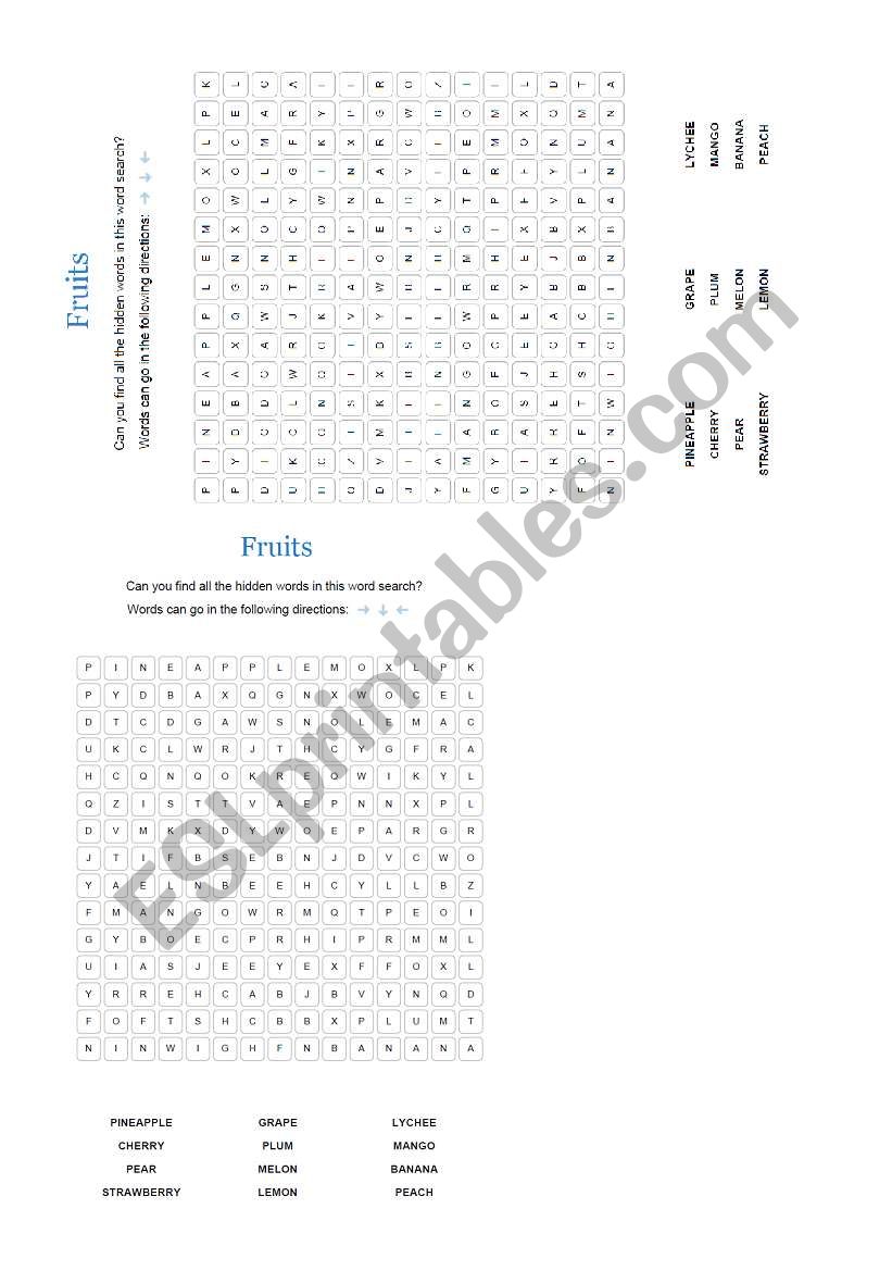 Amazing fruits worksheet