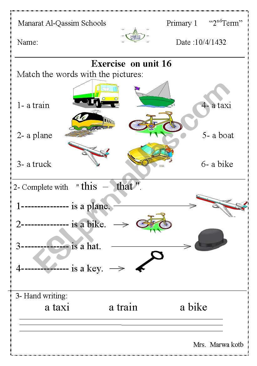 exercise on the transports and practising this - that