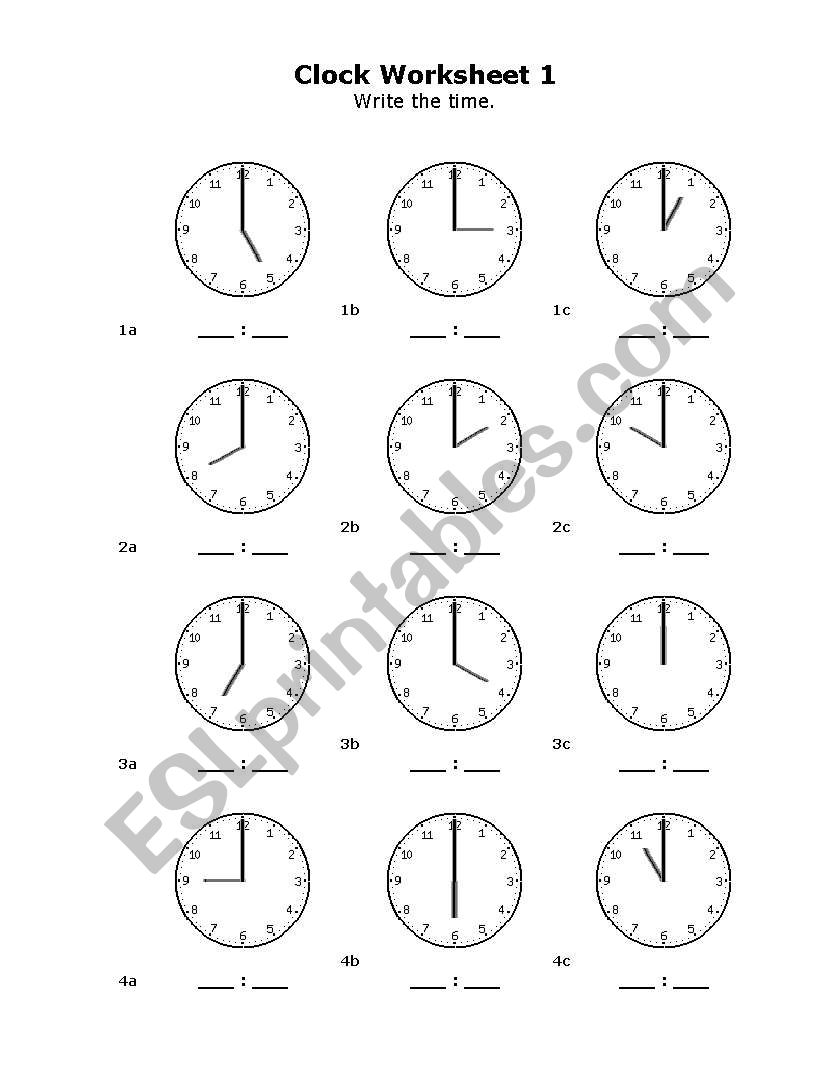 Clock worksheet worksheet